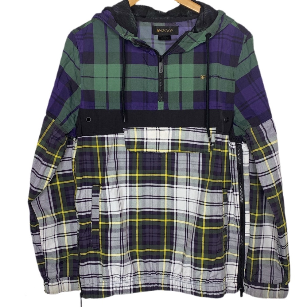 Wind Jacket Tartan Plaid Hooded Pullover‎